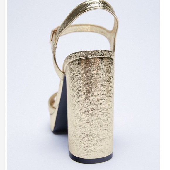 Zara gold metallic platform sandals nwt size 8 3332/810 - Picture 3 of 15